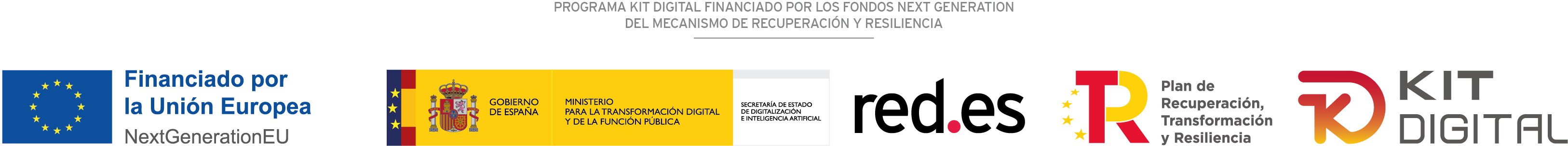 Programa Kit Digital financiado por los fondos Next Generation del Mecanismo de Recuperacion y Resiliencia. Financiado por la Union Europea - NextGenerationEU, Gobierno de Espana, red.es